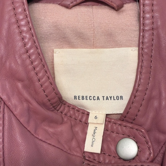 Rebecca Taylor 100% Lamb Leather Moto Jacket – Mauve Blush, Size 6 - Picture 4 of 8